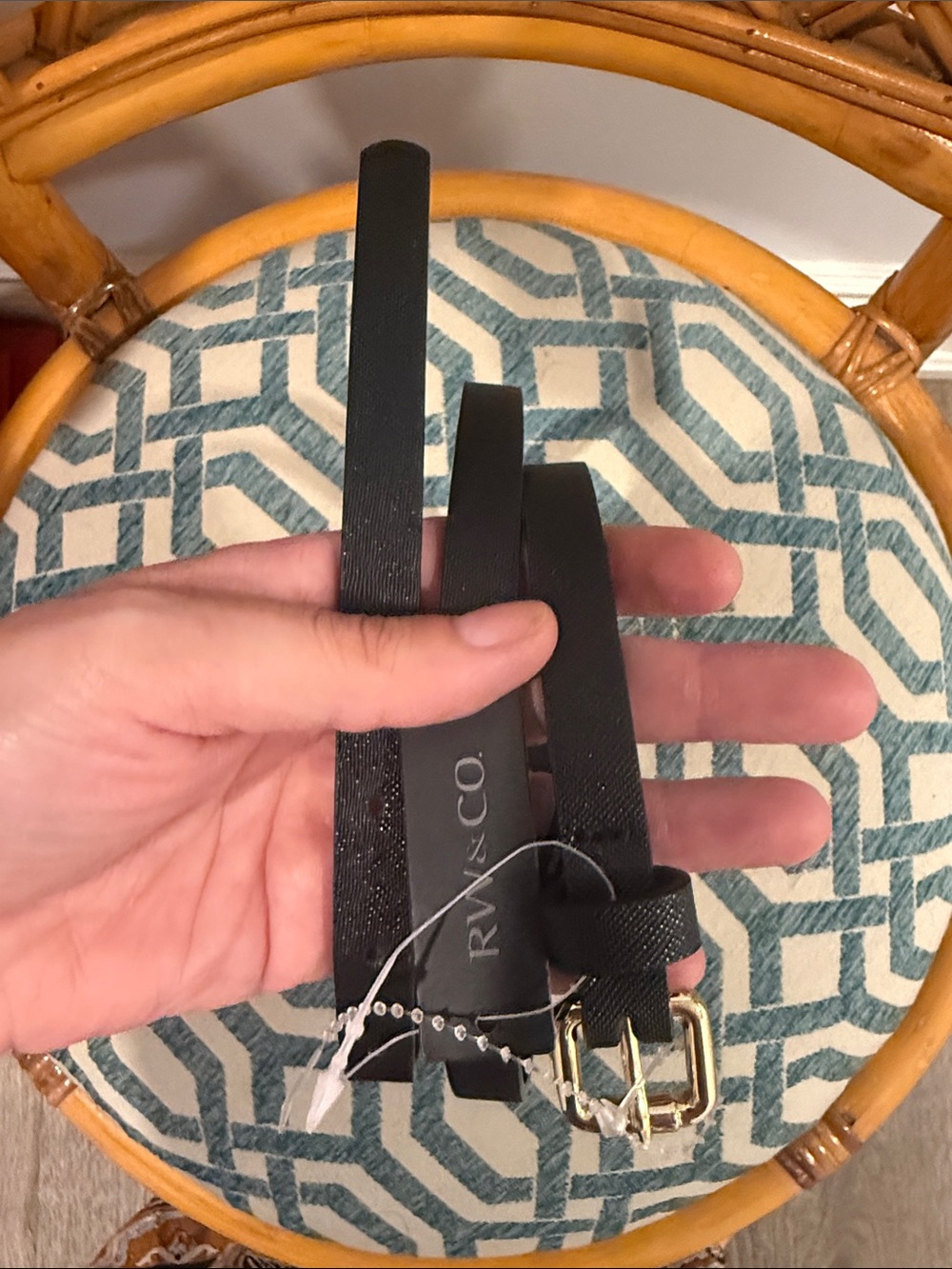 Buy 2 for 20$ ✌🏻RW&CO. Thin Black Textured Faux Leather Belt with Gold Buckle